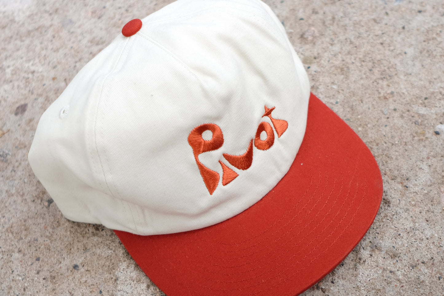 Pivot Hat—Red and White Flat Bill